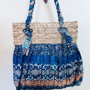 Cappelli Straworld Tote Beautiful colors Boho Bag Beach, Travel Work Handbag EUC